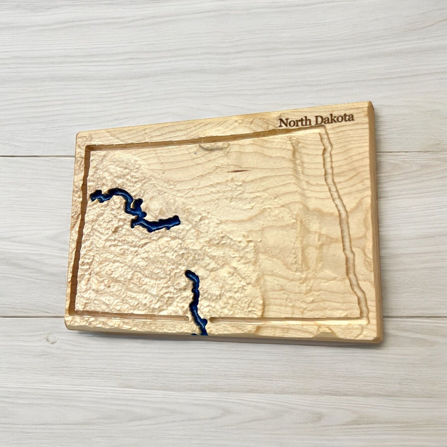 North Dakota Wood Carved 3D Topographic Relief Map | North Dakota Gift