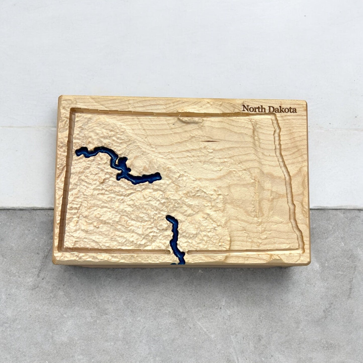 North Dakota Wood Carved 3D Topographic Relief Map | North Dakota Gift