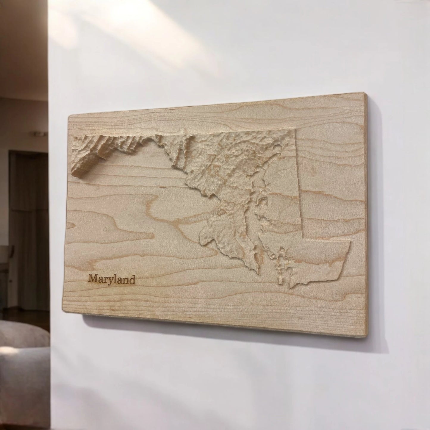 Maryland Topographic 3D Relief State Map | Maryland State Map Gift