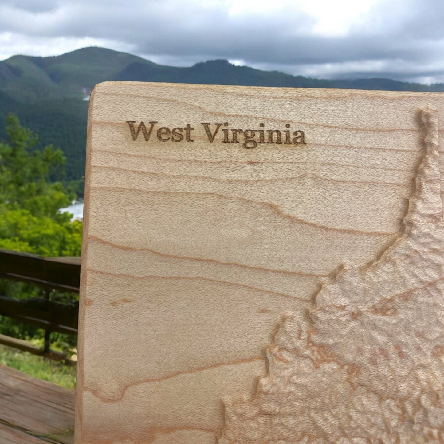 West Virginia Wood Carved 3D Topographic Wood Relief Map | West Virginia Art Gift