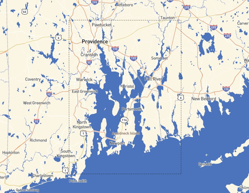 Custom Wooden Map of Newport County, Rhode Island, United States