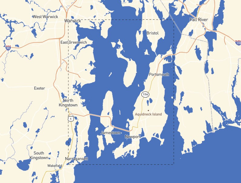 Custom Wooden Map of Newport County, Rhode Island, United States
