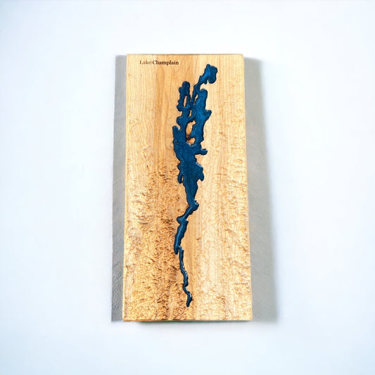 Lake Champlain 3D Relief Map | Lake Champlain Wood Epoxy Art | New York | Vermont | Aerial View Lake Map | Gift for Husband | Travel Gift