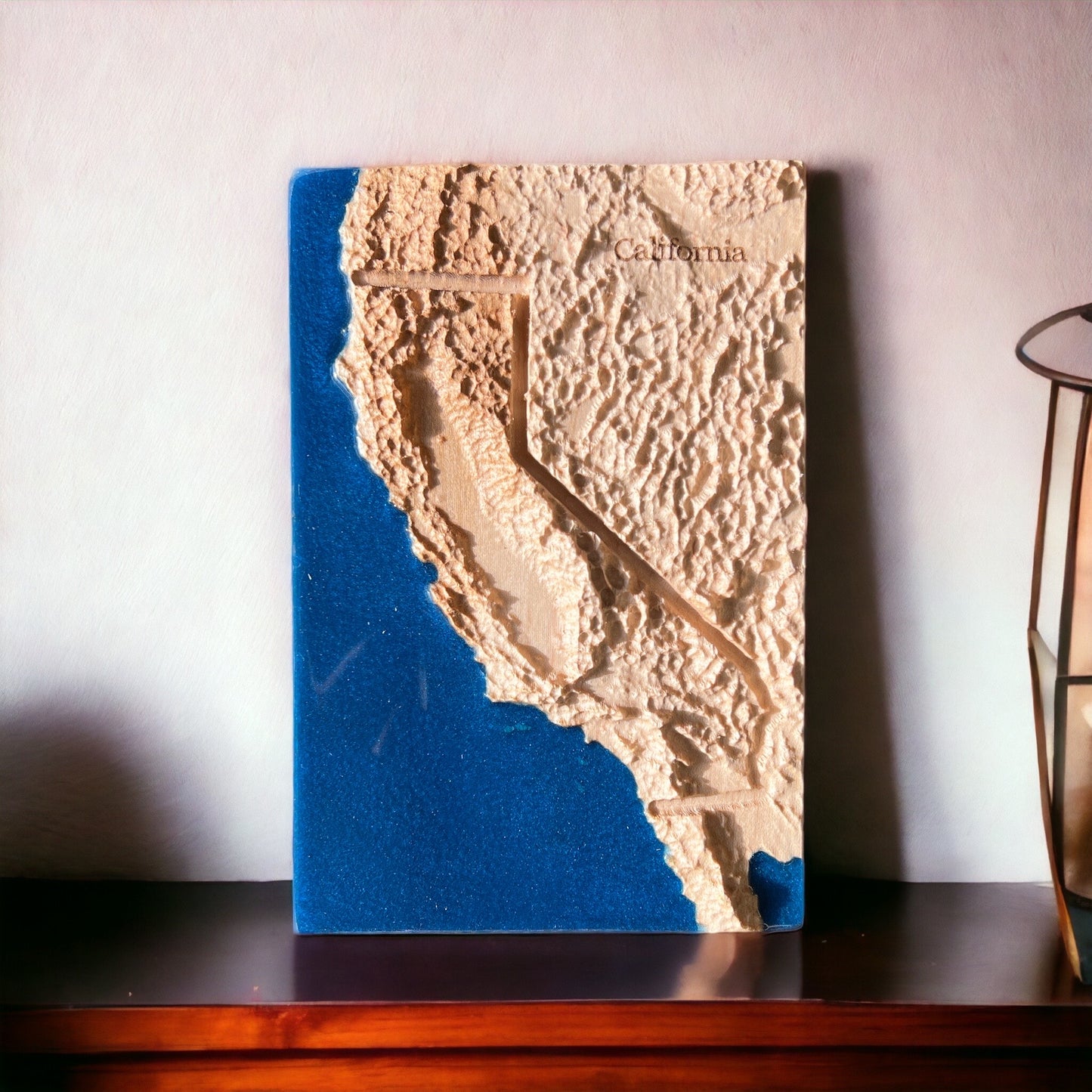 California 3D Relief Map | California Wood Epoxy Art | Los Angeles | San Francisco | Aerial View Map | Gift for Husband | Travel Gift