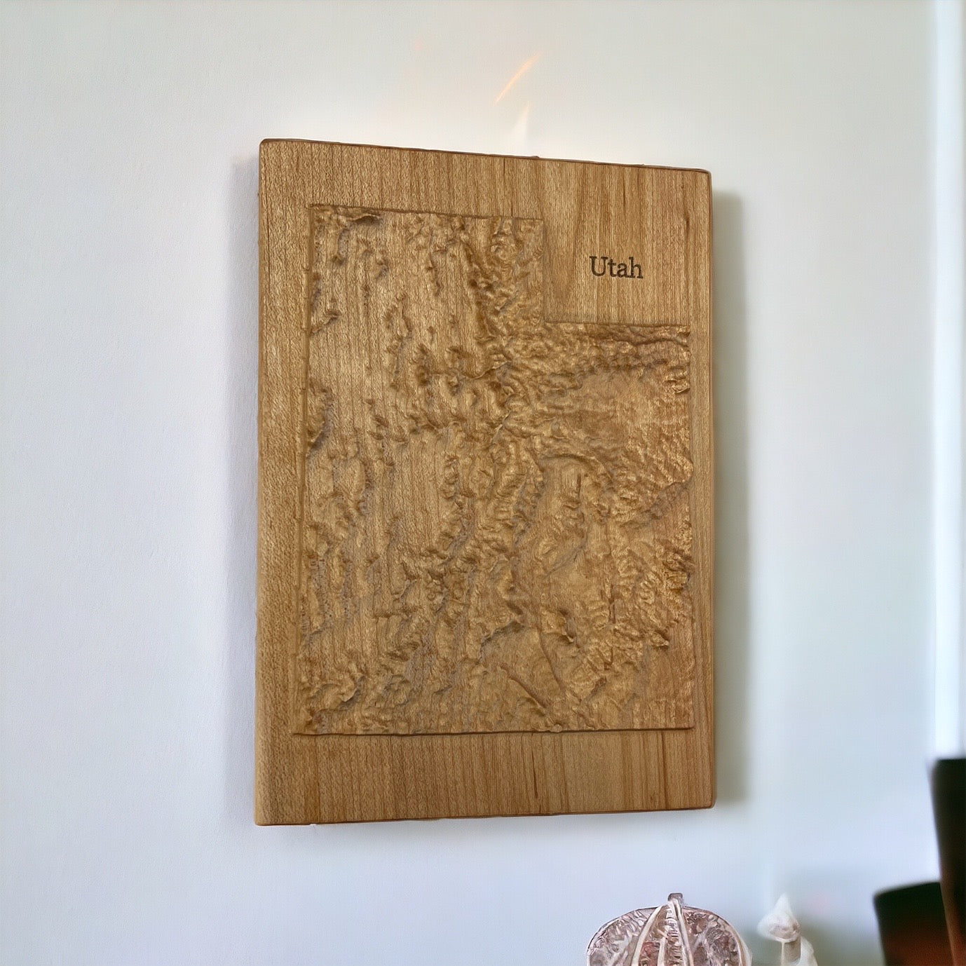 Utah Map | Wood Carved Relief Map | 3D Topographic Wooden Map | Unique Wedding Anniversary Birthday Housewarming Gift | Utah Gift