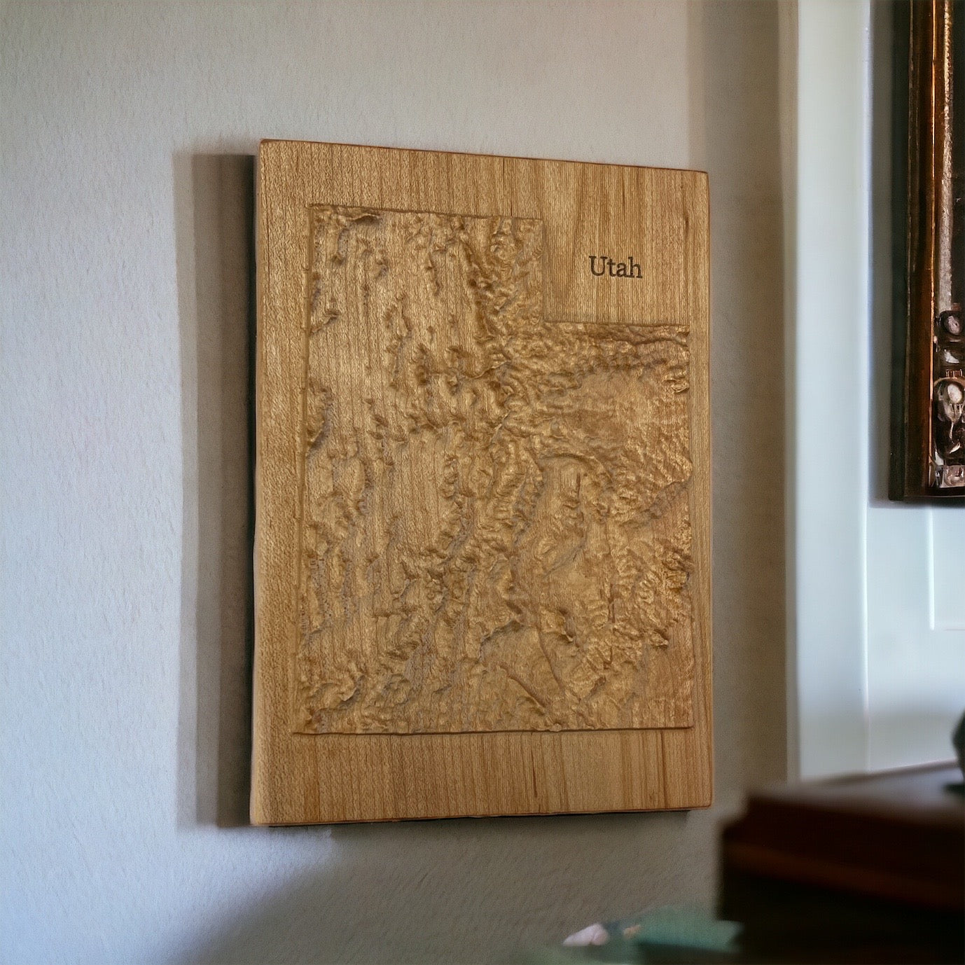 Utah Map | Wood Carved Relief Map | 3D Topographic Wooden Map | Unique Wedding Anniversary Birthday Housewarming Gift | Utah Gift