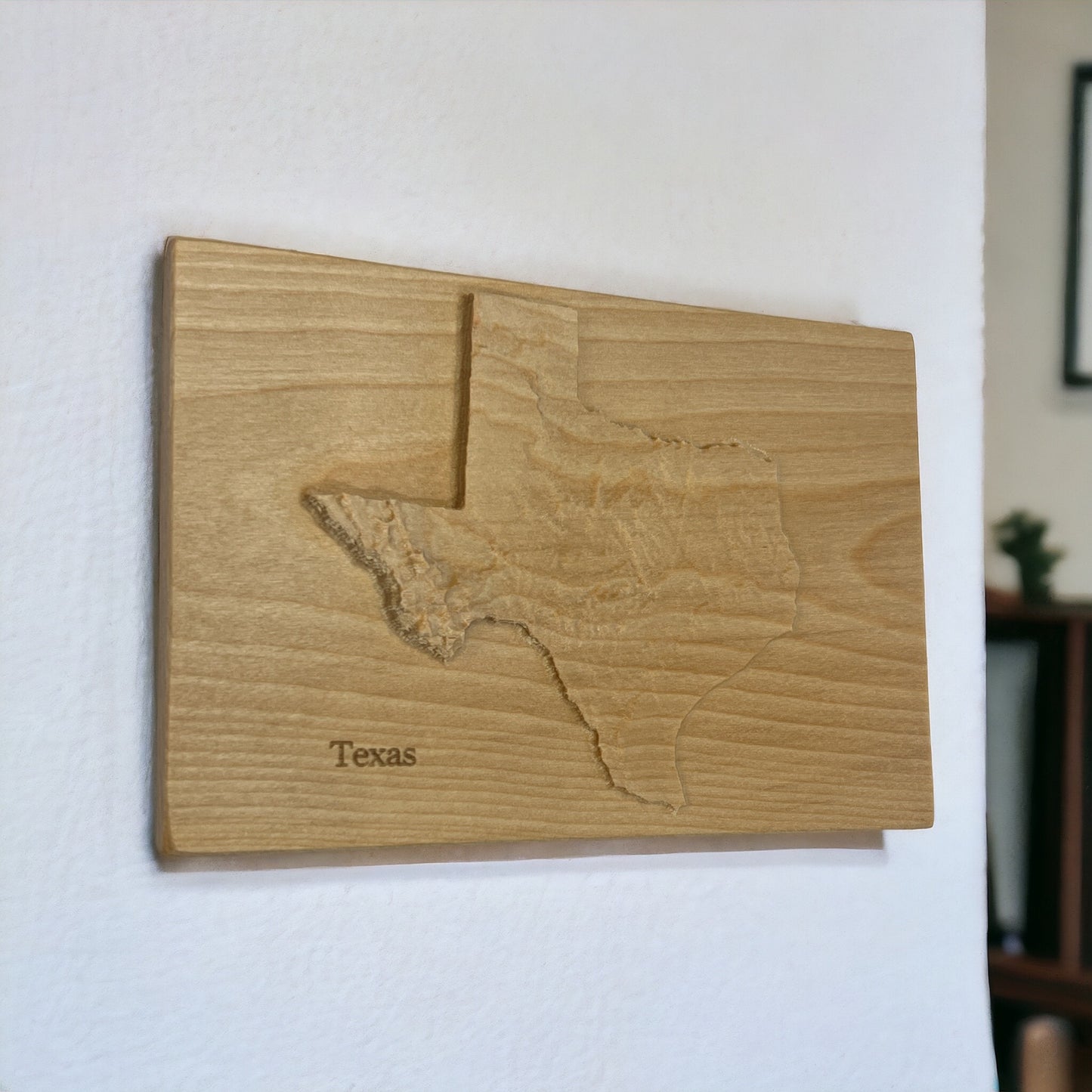Texas Map | Wood Carved Relief Map | 3D Topographic Wooden Map | Unique Wedding Anniversary Birthday Housewarming Gift | Texas Gift