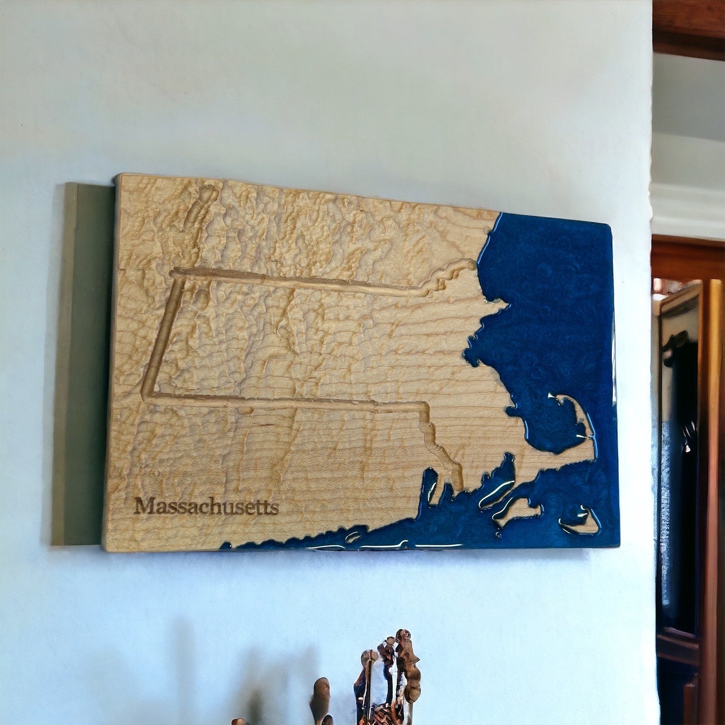 Massachusetts Map Art | New England Art Decor | 3D Topographic Wood Map | Unique Gift for Him and for Her | Relief Map | Massachusetts Gift