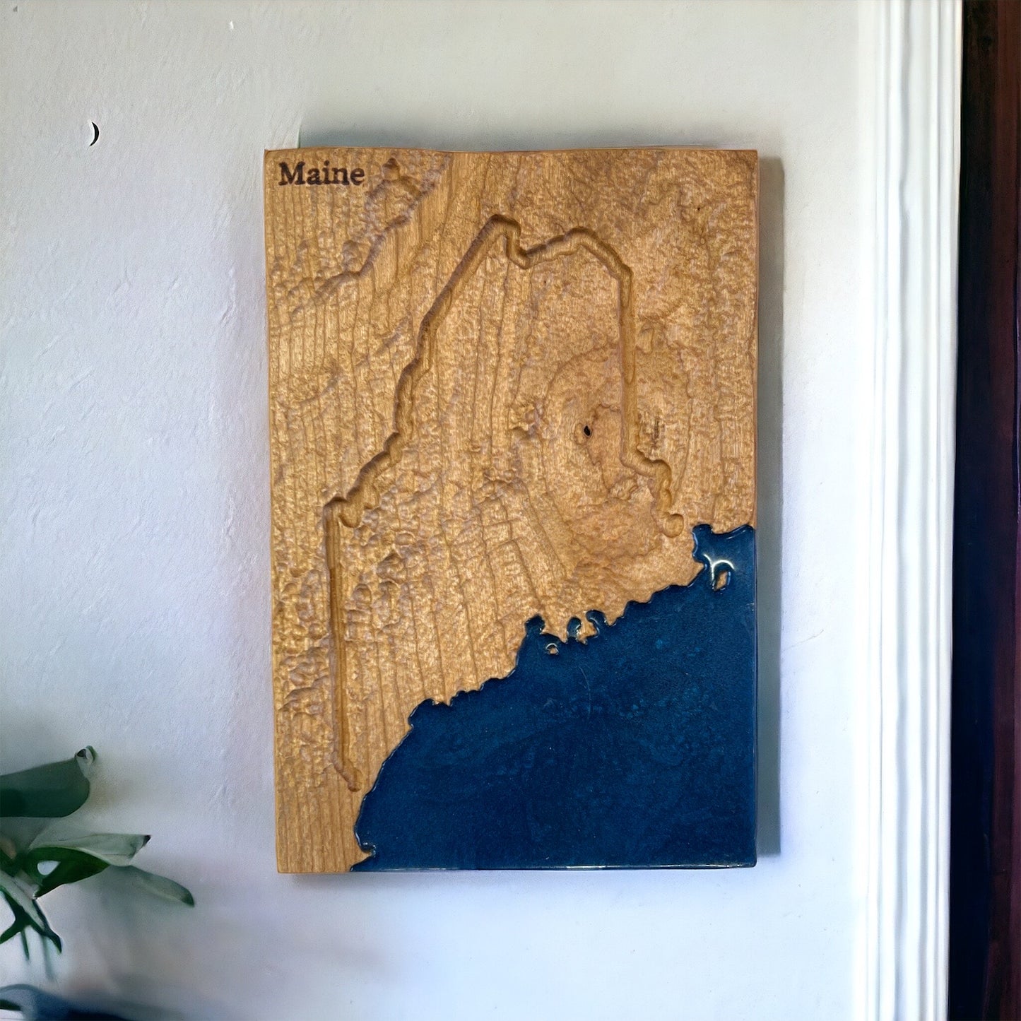 Maine Map | New England Art Decor | 3D Topographic Wood Map | Unique Gift for Him and for Her | Relief Map | Maine Gift