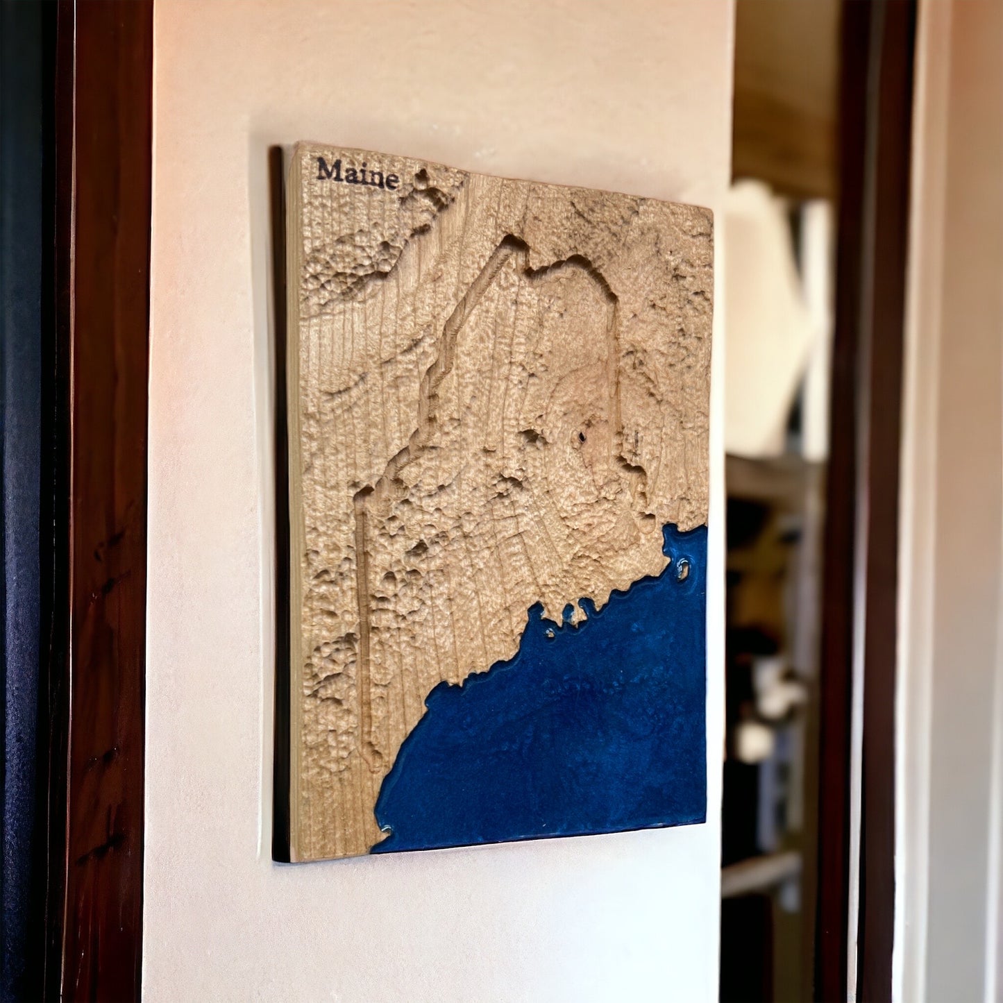 Maine Map | New England Art Decor | 3D Topographic Wood Map | Unique Gift for Him and for Her | Relief Map | Maine Gift