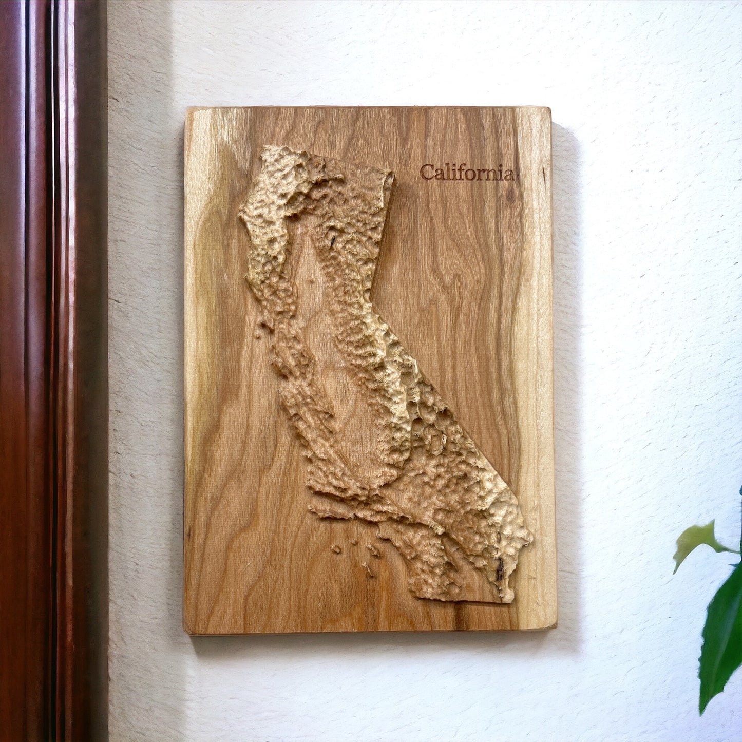 California Map | Wood Carved Relief Map | 3D Topographic Wooden Map | Unique Wedding Anniversary Birthday Housewarming | California Gift