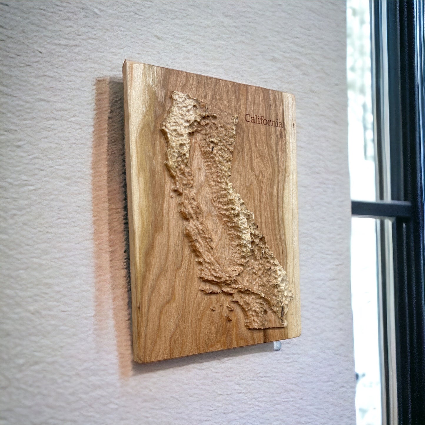 California Map | Wood Carved Relief Map | 3D Topographic Wooden Map | Unique Wedding Anniversary Birthday Housewarming | California Gift
