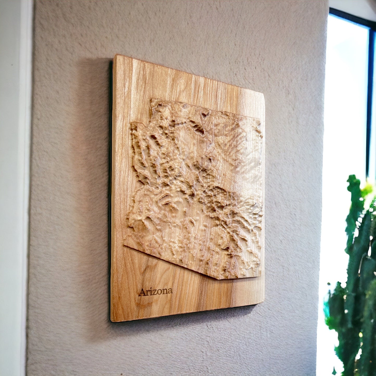Arizona Map | Wood Carved Relief Map | 3D Topographic Wooden Map | Unique Wedding Anniversary Birthday Housewarming | Arizona Gift