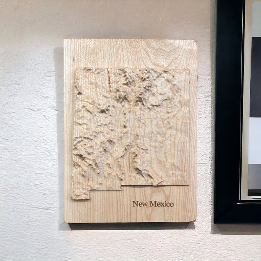 New Mexico Map | Wood Carved Relief Map | 3D Topographic Wooden Map | Unique Wedding Anniversary Birthday Housewarming | New Mexico Gift