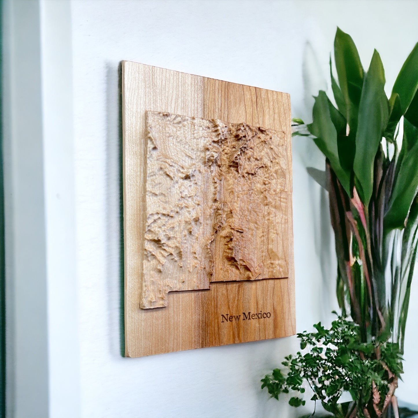 New Mexico Map | Wood Carved Relief Map | 3D Topographic Wooden Map | Unique Wedding Anniversary Birthday Housewarming | New Mexico Gift