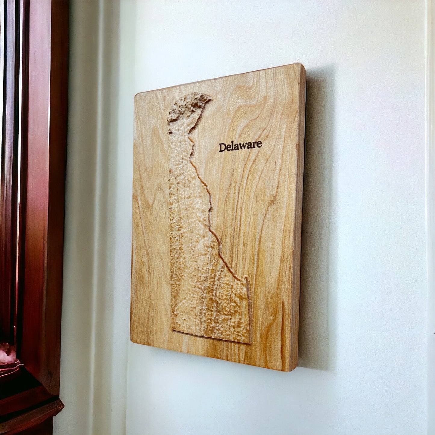 Delaware Map | Wood Carved Relief Map | 3D Topographic Wooden Map | Unique Wedding Anniversary Birthday Housewarming | Delaware Gift