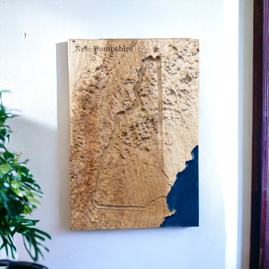 New Hampshire Decor | 3D Relief Map | Unique Wedding Birthday Housewarming Anniversary Gift | Hiking Mountains Outdoors | NH Gifts