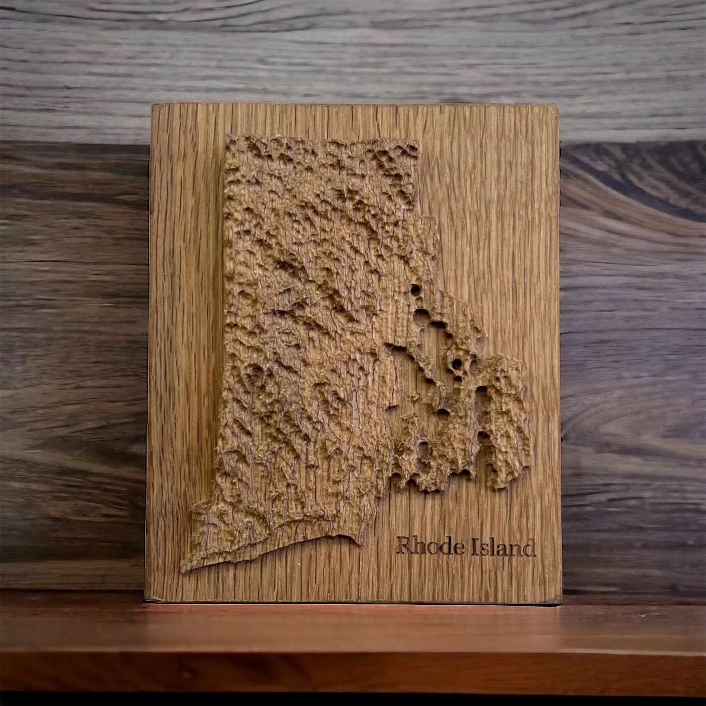 Rhode Island Map | Wood Carved Relief Map | 3D Topographic Wooden Map | Unique Wedding Birthday Housewarming Gift | Rhode Island Gift