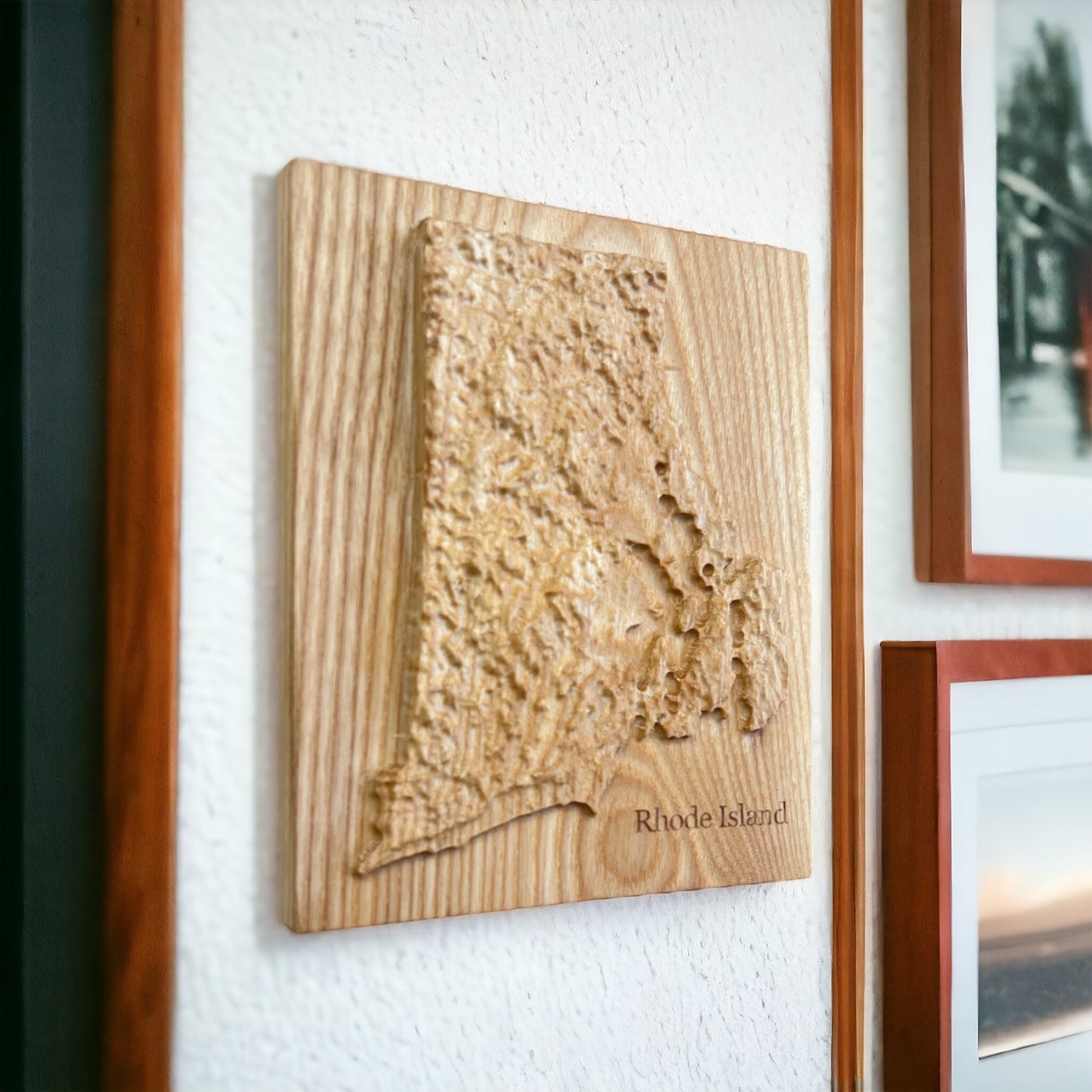 Rhode Island Map | Wood Carved Relief Map | 3D Topographic Wooden Map | Unique Wedding Birthday Housewarming Gift | Rhode Island Gift