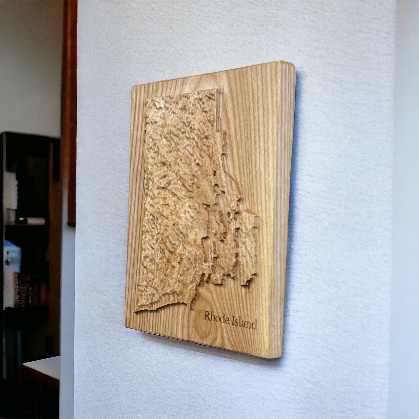 Rhode Island Map | Wood Carved Relief Map | 3D Topographic Wooden Map | Unique Wedding Birthday Housewarming Gift | Rhode Island Gift