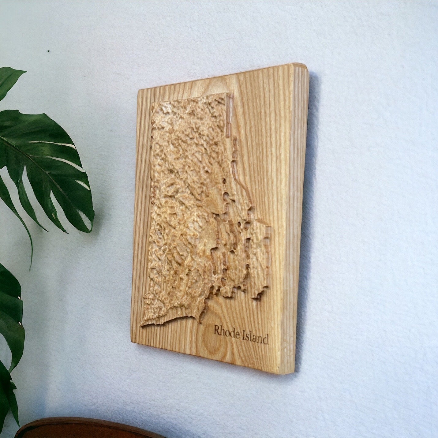 Rhode Island Map | Wood Carved Relief Map | 3D Topographic Wooden Map | Unique Wedding Birthday Housewarming Gift | Rhode Island Gift