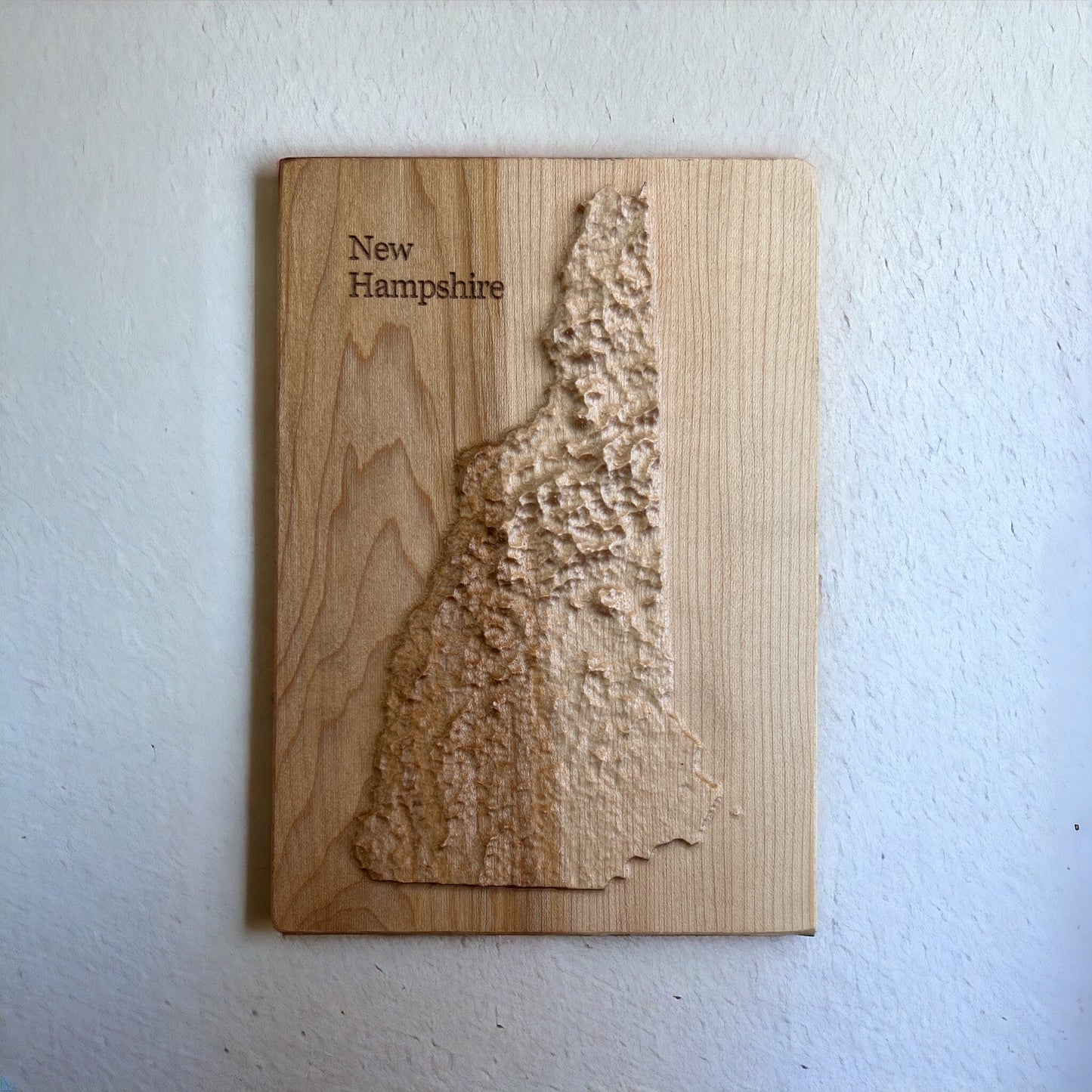 New Hampshire Map | Wood Carved Relief Map | 3D Topographic Wooden Map | Unique Wedding Birthday Housewarming Gift | New Hampshire Gift