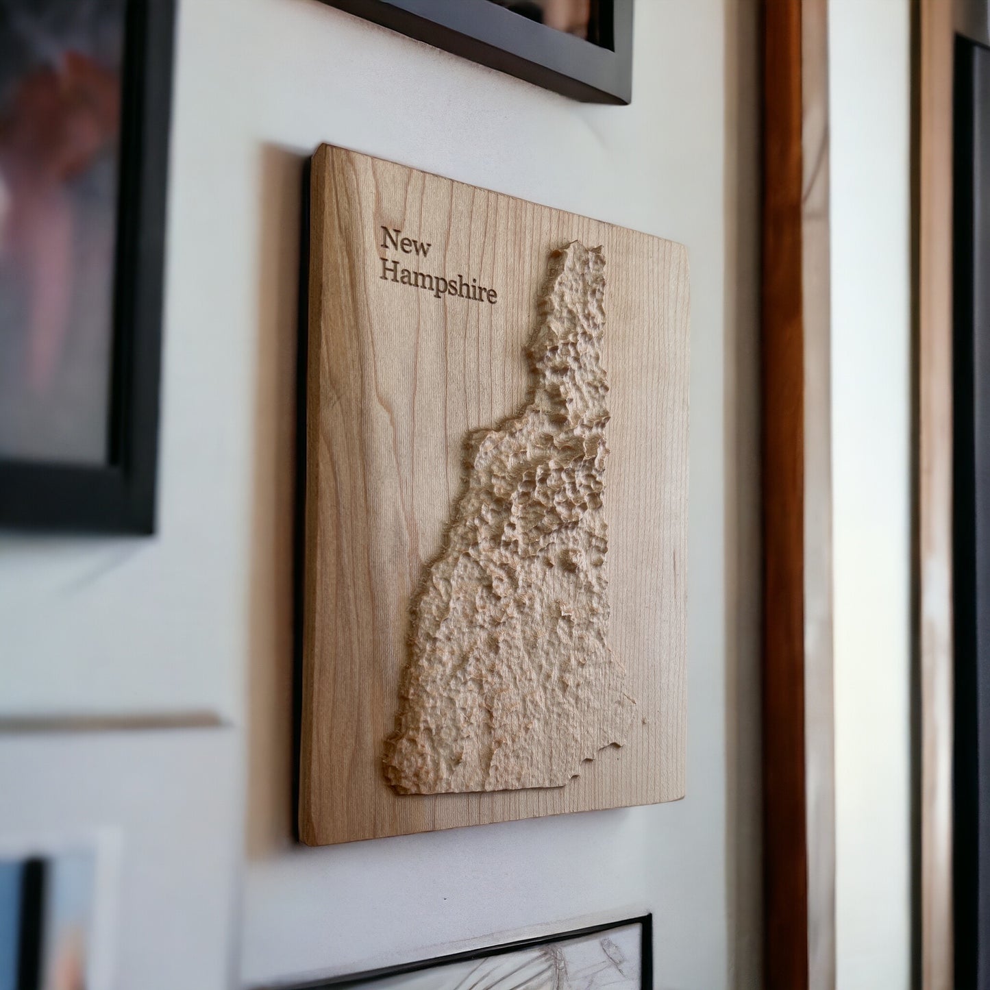 New Hampshire Map | Wood Carved Relief Map | 3D Topographic Wooden Map | Unique Wedding Birthday Housewarming Gift | New Hampshire Gift