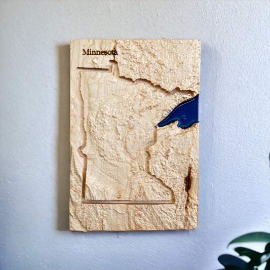 Minnesota Wood Map | 3D Relief Map Decor | Unique Wedding Birthday Housewarming Anniversary | Gift For Him | Gift For Her | Minnesota Gift