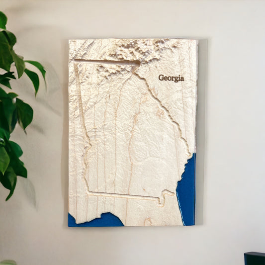 Georgia Wood Map | 3D Relief Map Decor | Unique Wedding Birthday Housewarming Anniversary | Gift For Him | Gift For Her | Georgia Gift
