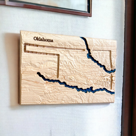 Oklahoma Wood Map | 3D Relief Map Decor | Unique Wedding Birthday Housewarming Anniversary | Gift For Him | Gift For Her | Oklahoma Gift