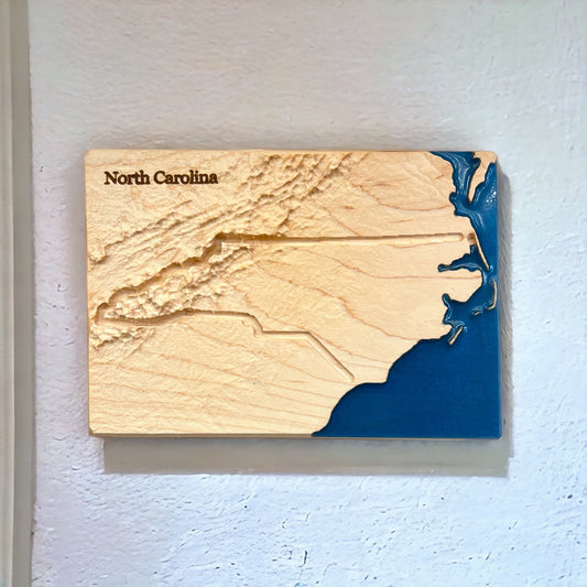 North Carolina Wood Map | 3D Relief Map Decor | Unique Wedding Birthday Housewarming Anniversary | Gift For Him | North Carolina Gift