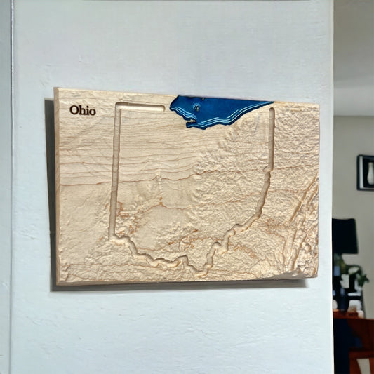 Ohio Wood Map | 3D Relief Map Decor | Unique Wedding Birthday Housewarming Anniversary | Gift For Him | Gift For Her | Ohio Gift