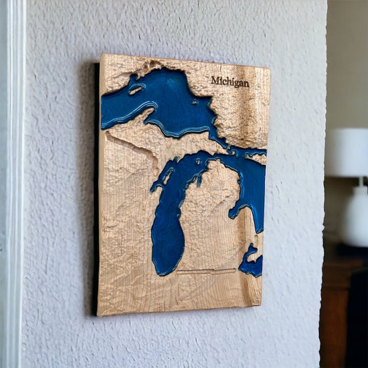 Michigan Wood Map | 3D Relief Map Decor | Unique Wedding Birthday Housewarming Anniversary | Gift For Him | Gift For Her | Michigan Gift