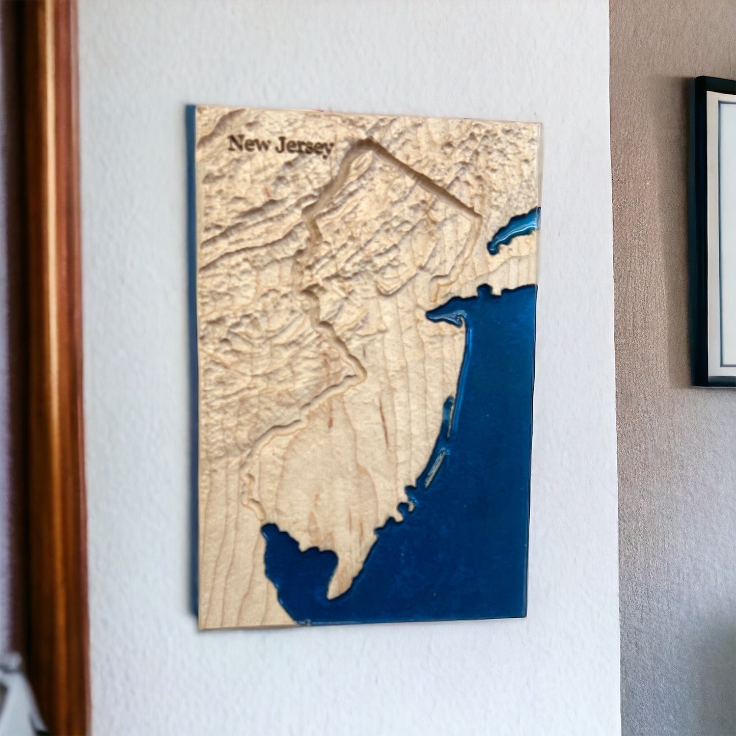 New Jersey Wood Map | 3D Relief Map Decor | Unique Wedding Birthday Housewarming Anniversary | Gift For Him | Gift For Her | New Jersey Gift