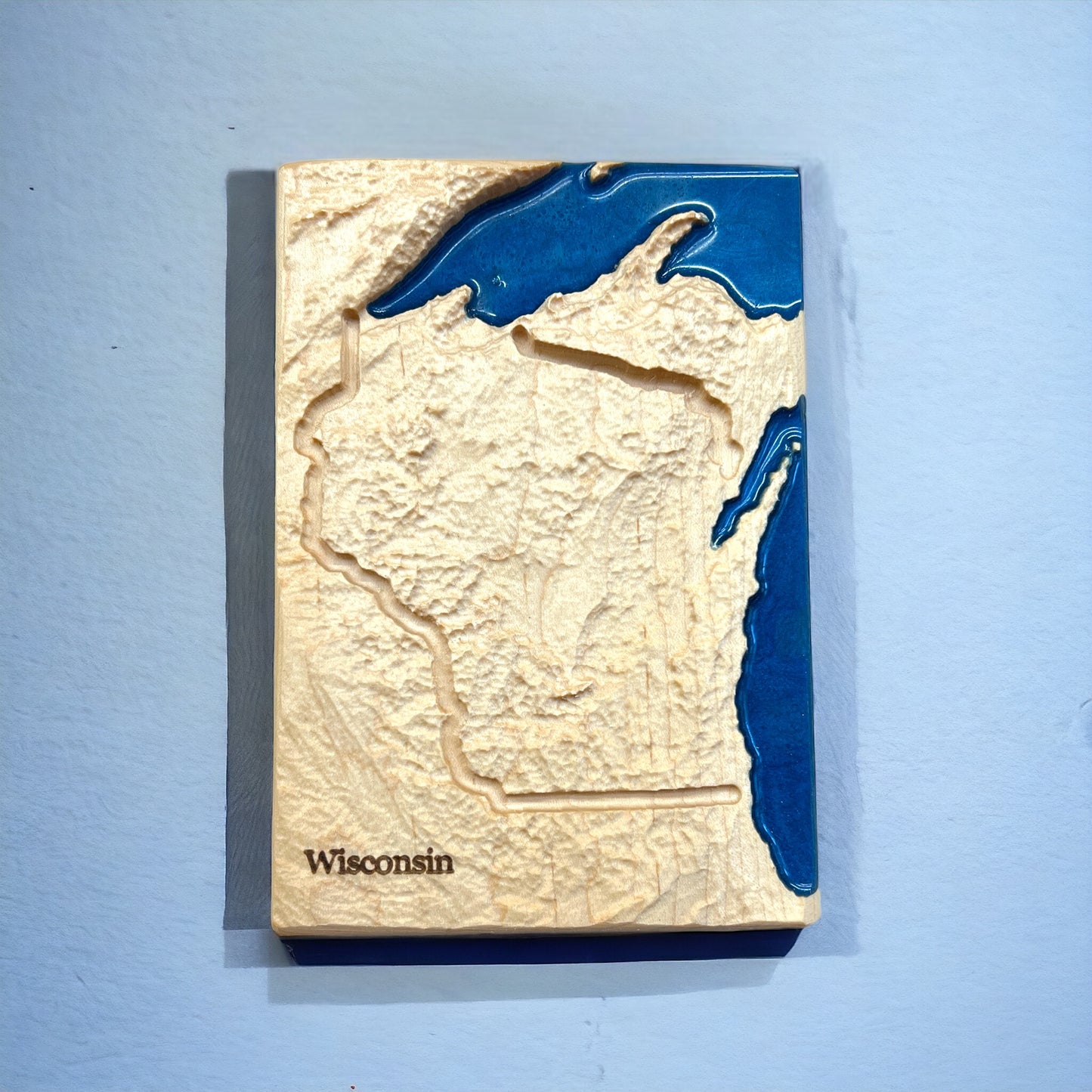 Wisconsin Map | Wisconsin Wood Carved Relief Map | Wisconsin Gift | Wisconsin Art | Wisconsin Home Decor | 3D Topographic Wood Map Wisconsin
