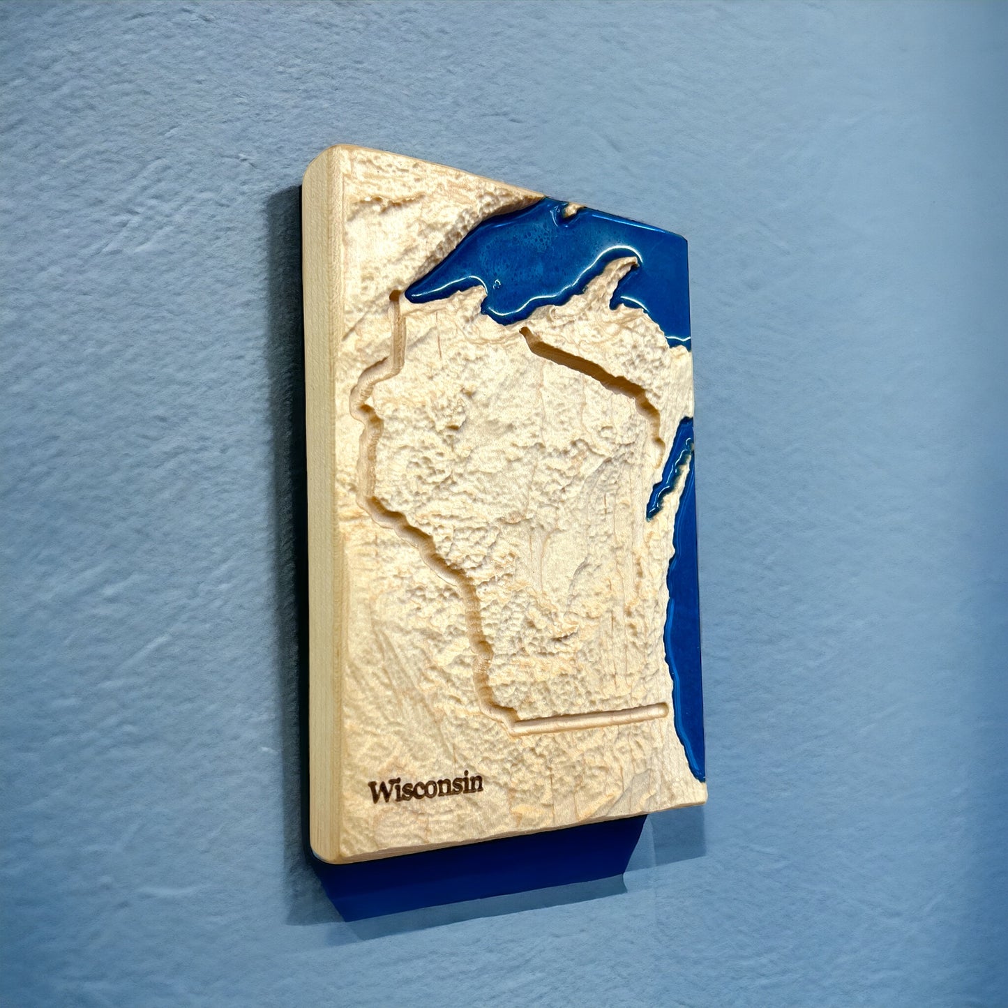 Wisconsin Map | Wisconsin Wood Carved Relief Map | Wisconsin Gift | Wisconsin Art | Wisconsin Home Decor | 3D Topographic Wood Map Wisconsin