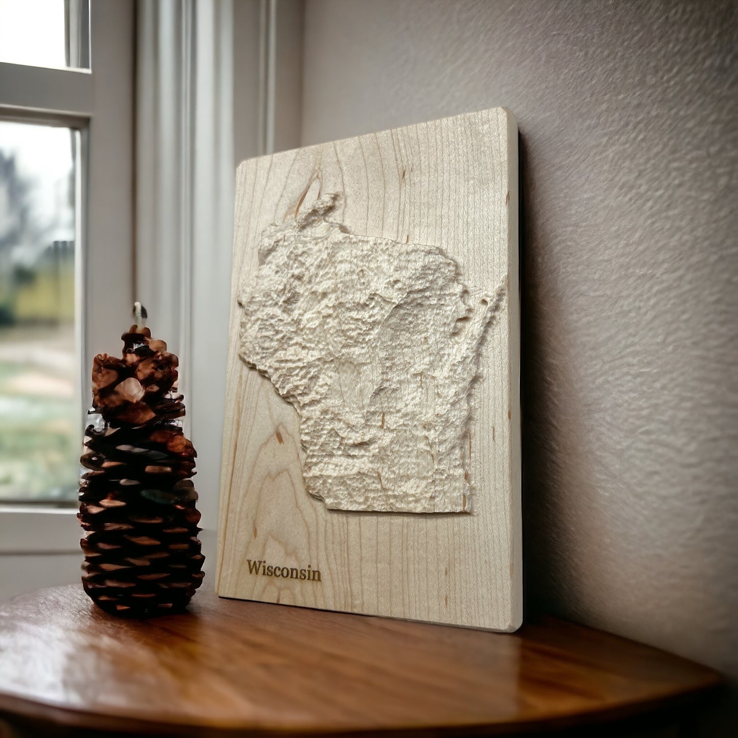 Wisconsin Map | 3D Topographic Wood Map Wisconsin | Wisconsin Gift | Wisconsin Art | Wisconsin Home Decor | Wisconsin Wood Carved Relief Map