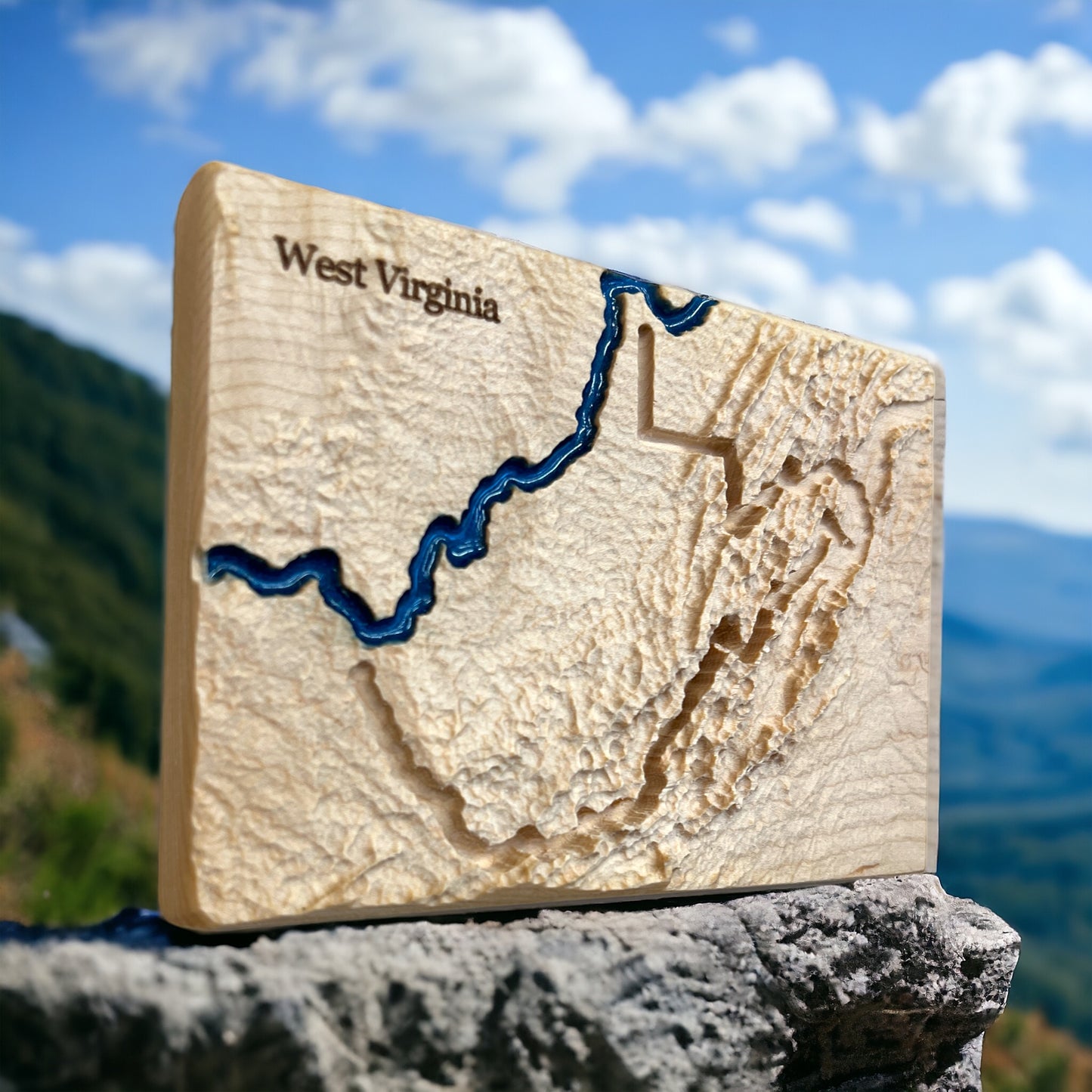 West Virginia Map | West Virginia Wood Carved Relief Map | West Virginia Gift | West Virginia Art | WA Home Decor | 3D Topographic Wood Map