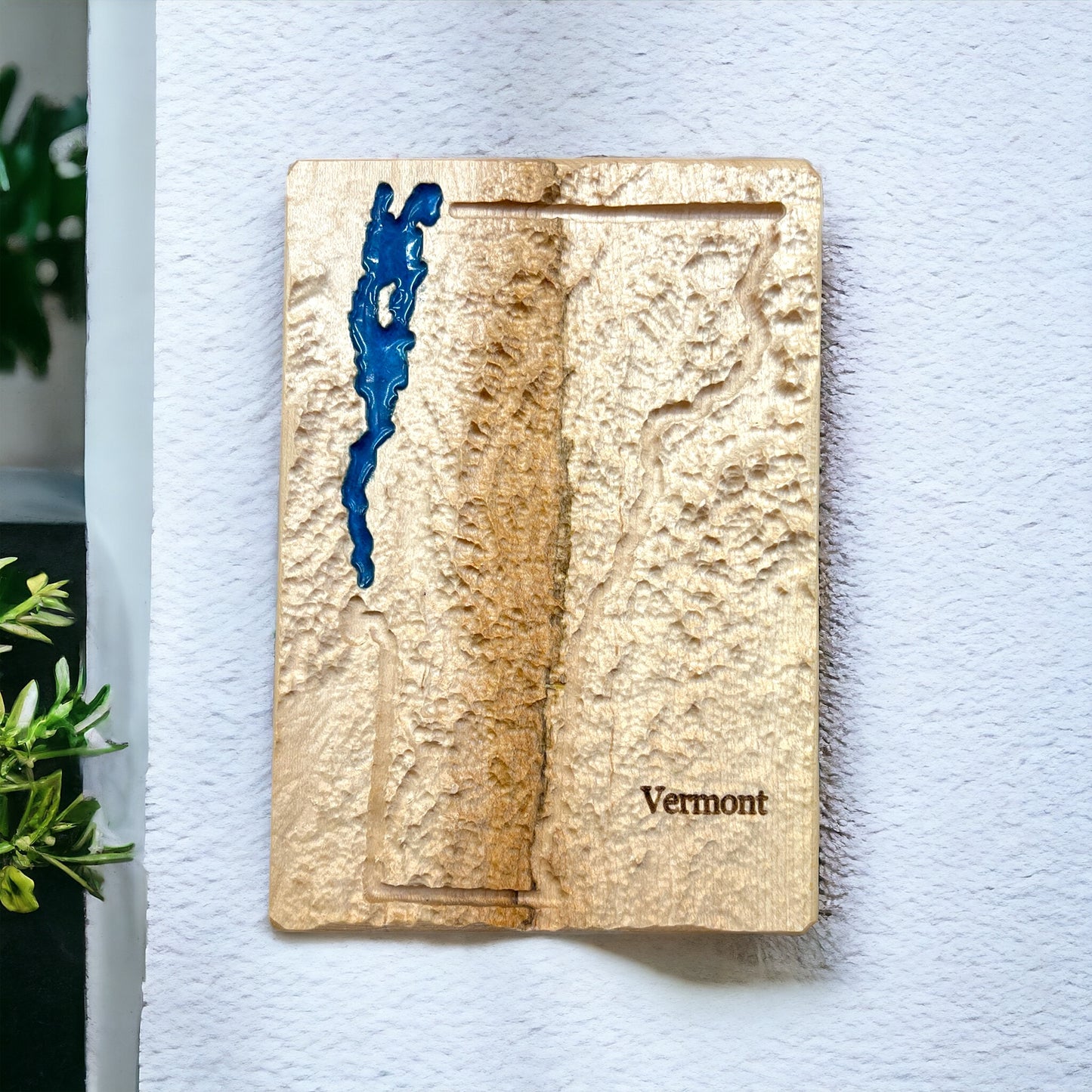 Vermont 3D Relief Map | Vermont Wood Epoxy Art | New York | Vermont | Aerial View Lake Map | Gift for Husband | Travel Gift