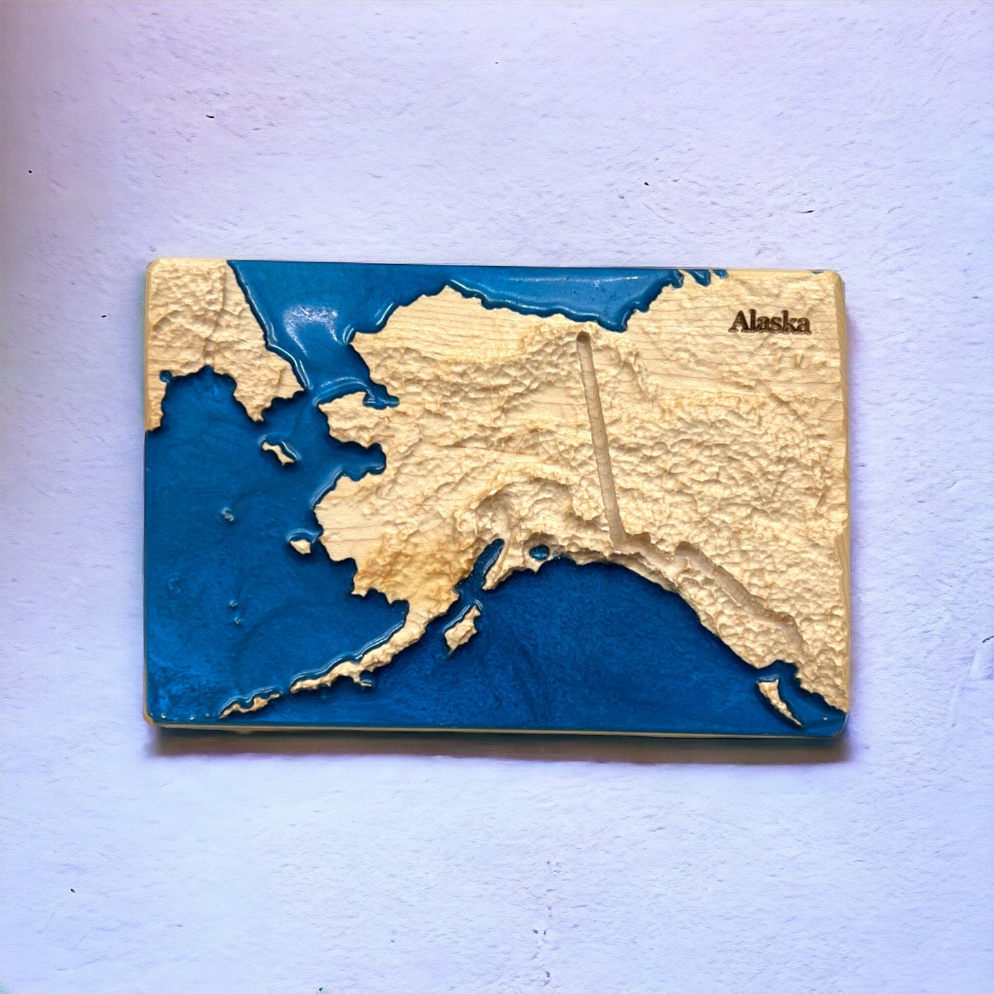 Alaska 3D Relief Map | Alaska Wood Epoxy Art | Alaska Birthday Anniversary | Gift for Husband | Travel Gift | Alaska Map