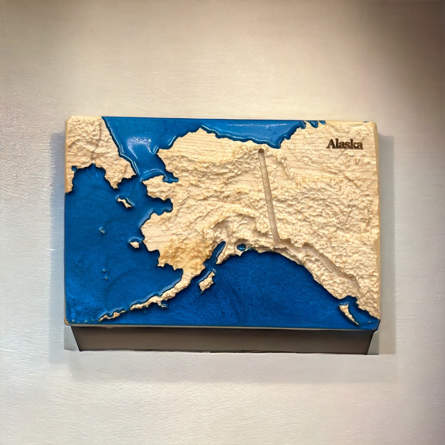 Alaska 3D Relief Map | Alaska Wood Epoxy Art | Alaska Birthday Anniversary | Gift for Husband | Travel Gift | Alaska Map