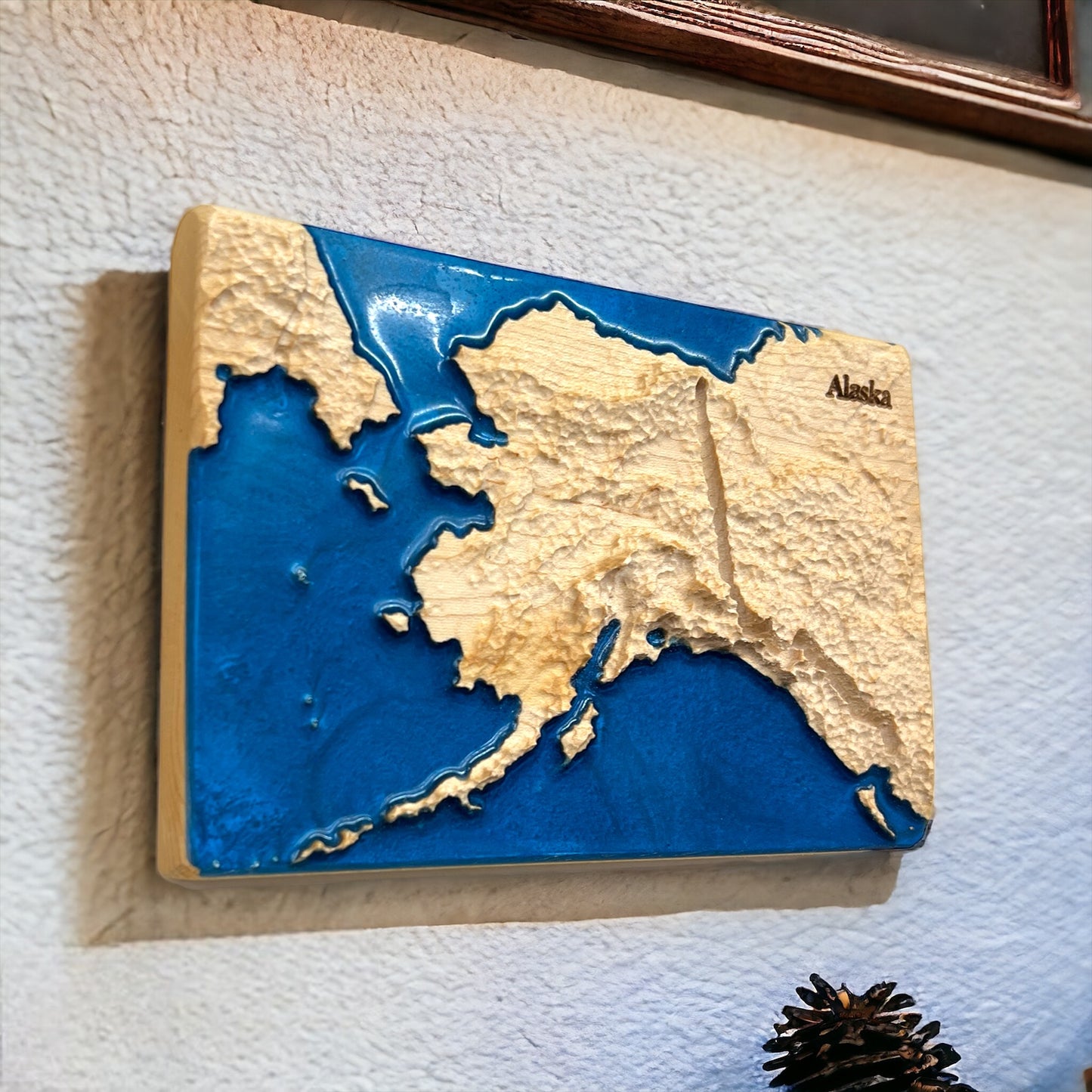 Alaska 3D Relief Map | Alaska Wood Epoxy Art | Alaska Birthday Anniversary | Gift for Husband | Travel Gift | Alaska Map