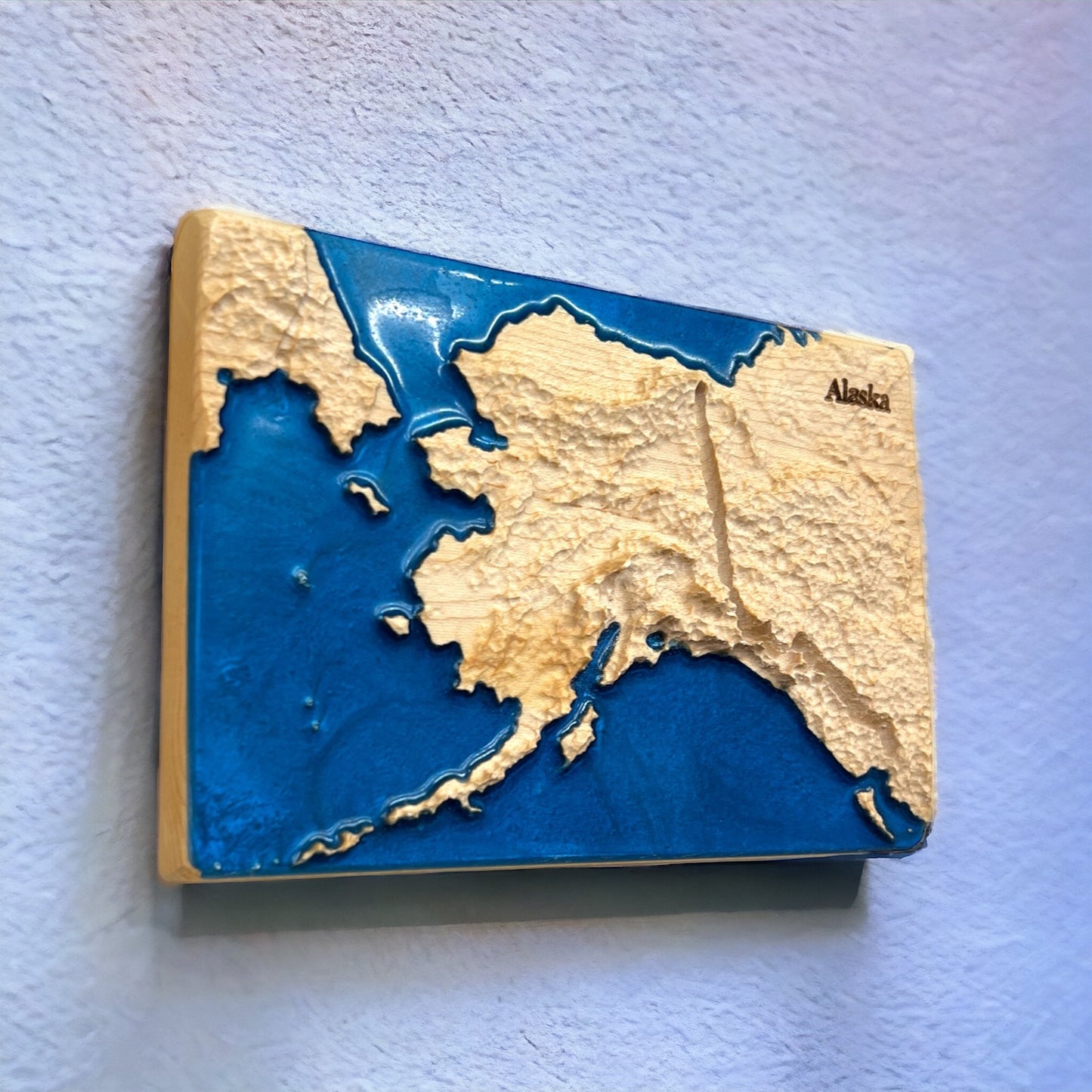 Alaska 3D Relief Map | Alaska Wood Epoxy Art | Alaska Birthday Anniversary | Gift for Husband | Travel Gift | Alaska Map