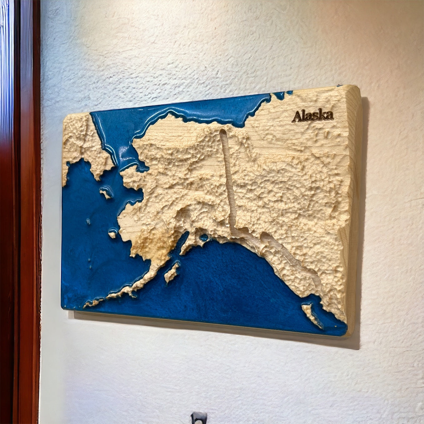 Alaska 3D Relief Map | Alaska Wood Epoxy Art | Alaska Birthday Anniversary | Gift for Husband | Travel Gift | Alaska Map