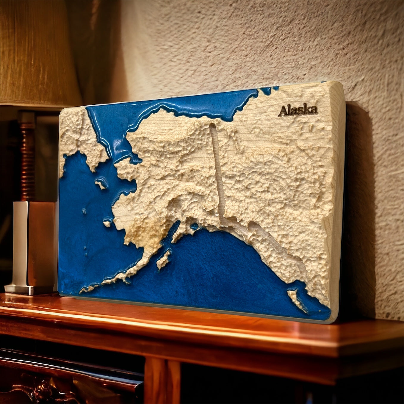 Alaska 3D Relief Map | Alaska Wood Epoxy Art | Alaska Birthday Anniversary | Gift for Husband | Travel Gift | Alaska Map