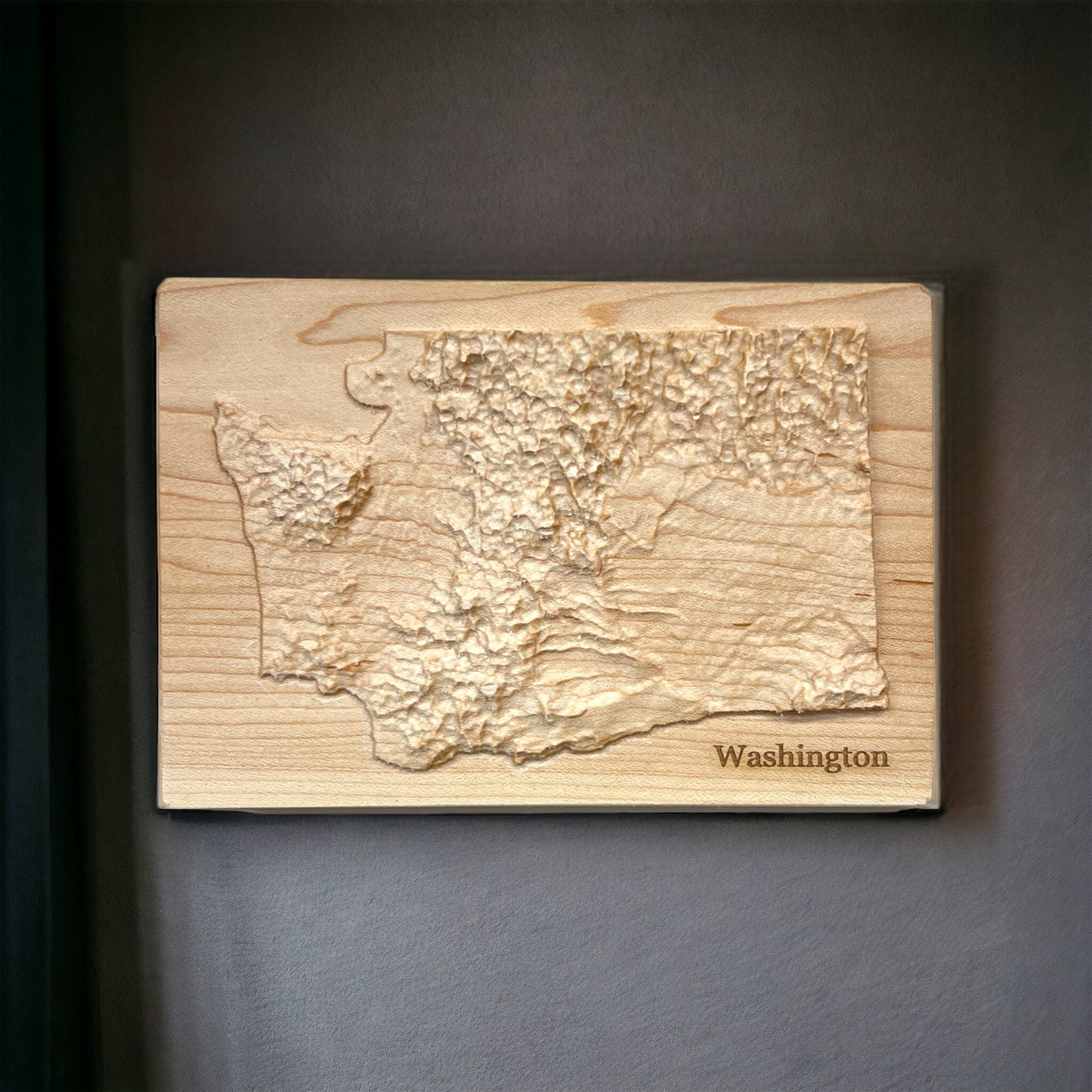 Washington Map | Wood Carved Relief Map | 3D Topographic Wooden Map | Unique Wedding Anniversary Birthday Housewarming Gift | WA Gift