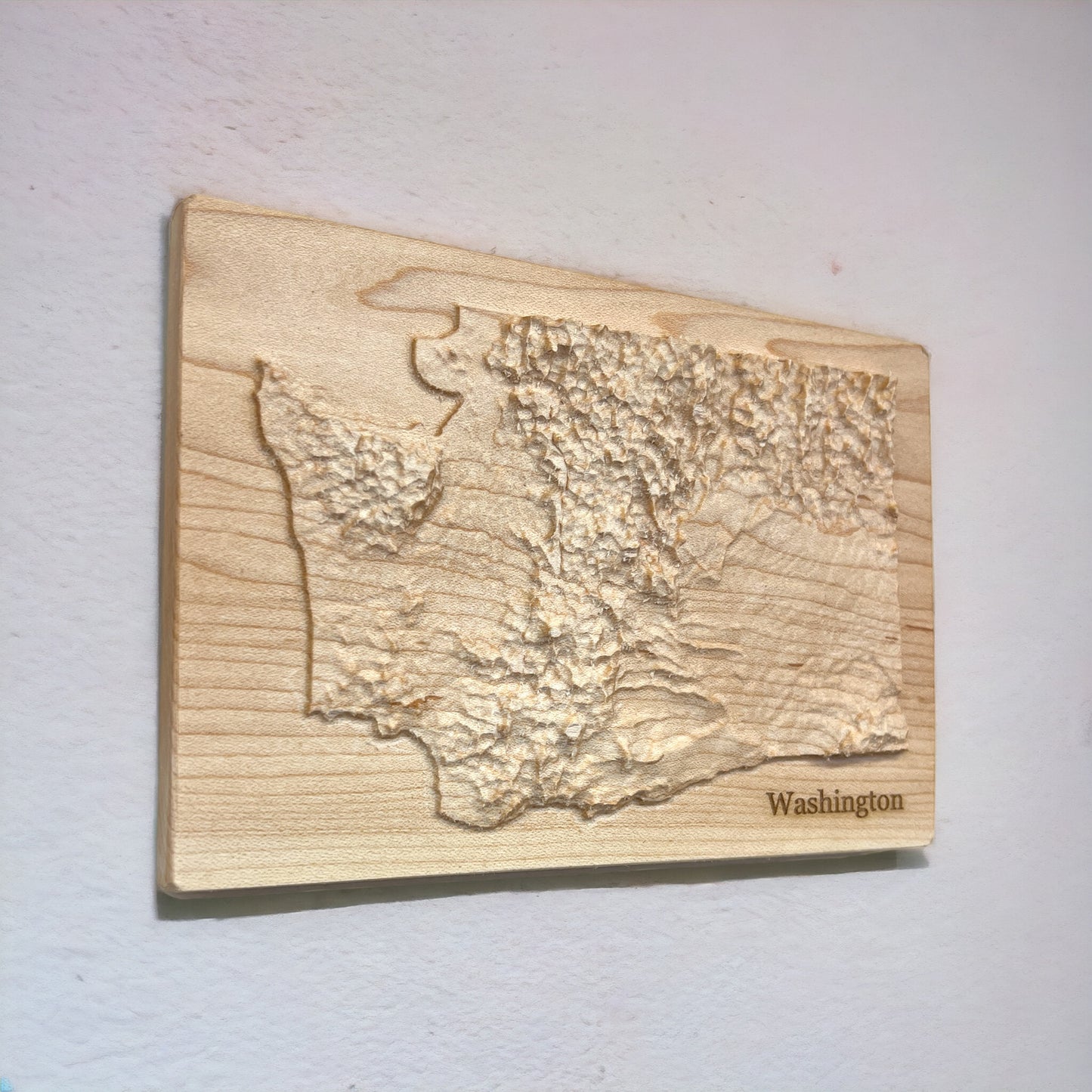 Washington Map | Wood Carved Relief Map | 3D Topographic Wooden Map | Unique Wedding Anniversary Birthday Housewarming Gift | WA Gift