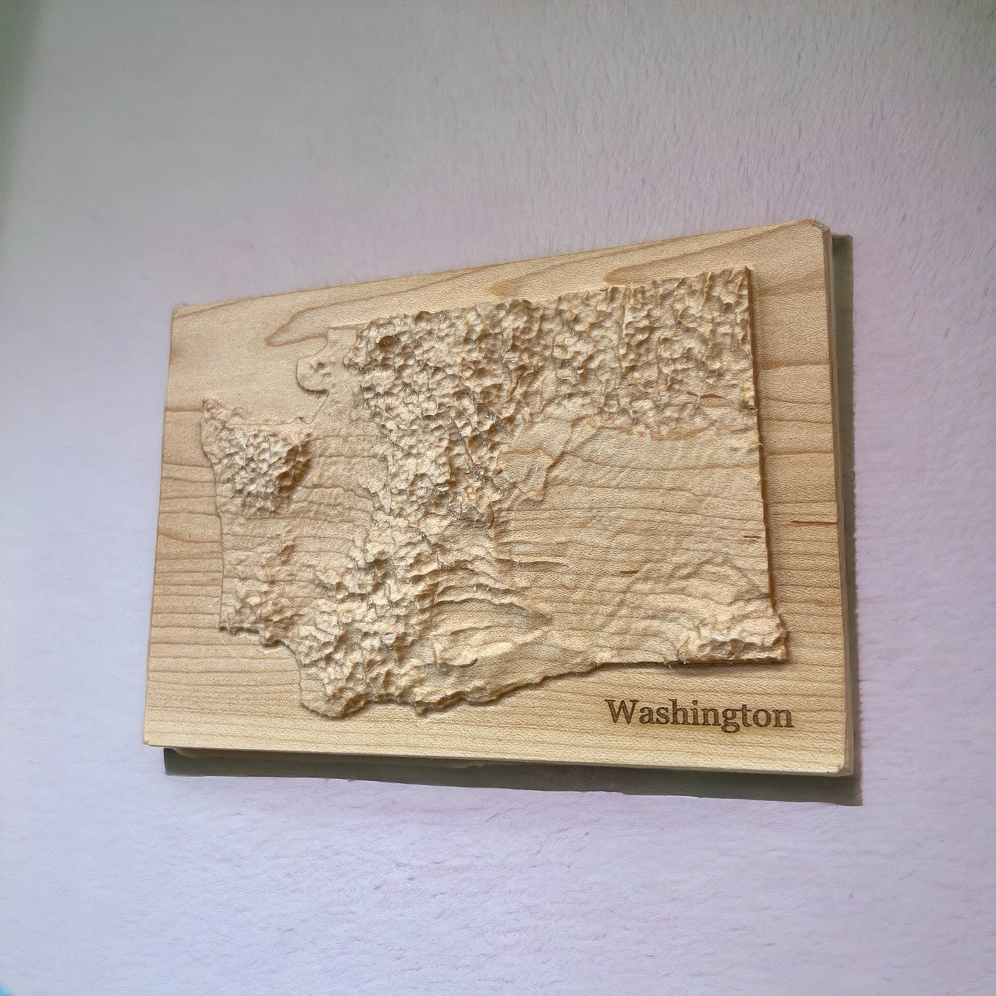 Washington Map | Wood Carved Relief Map | 3D Topographic Wooden Map | Unique Wedding Anniversary Birthday Housewarming Gift | WA Gift