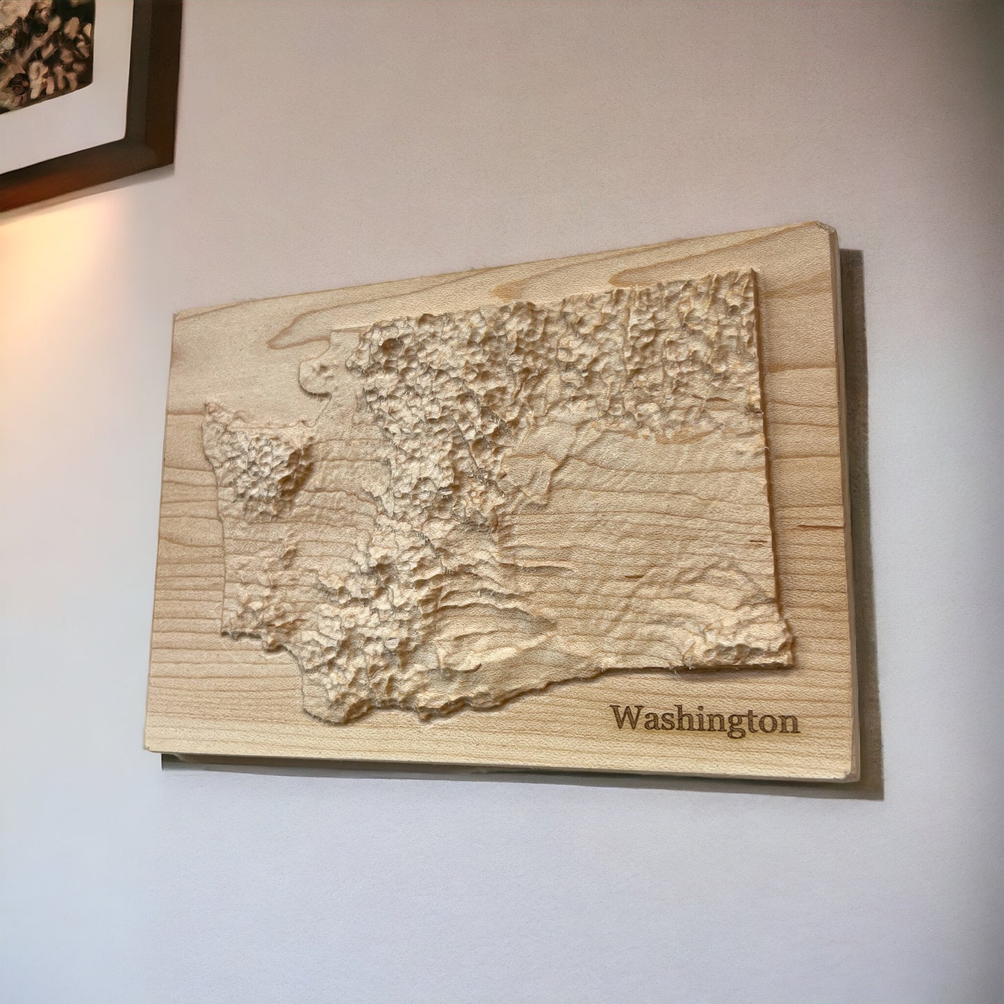 Washington Map | Wood Carved Relief Map | 3D Topographic Wooden Map | Unique Wedding Anniversary Birthday Housewarming Gift | WA Gift