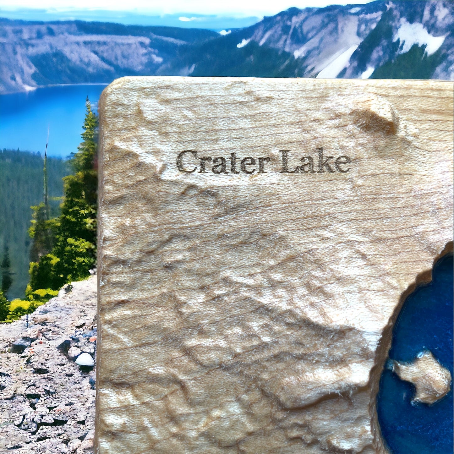 Crater Lake 3D Relief Map | Crater Lake Wood Epoxy Art | Crater Lake National Park Oregon | Travel Gift | Gift for Him | Crater Lake Gift